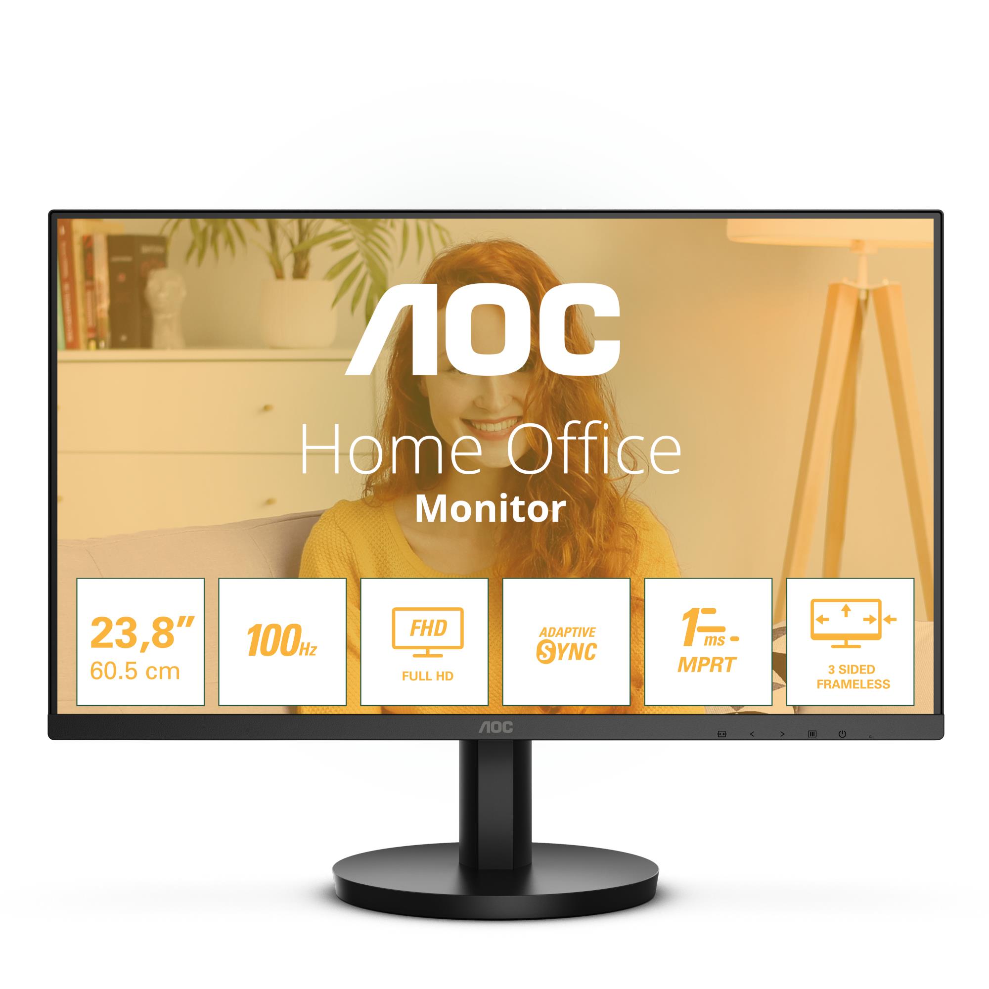 AOC Monitorius 24" VA 1920x1080 100 Hz 1ms Garsiakalbiai Juodas 24B3HMA2