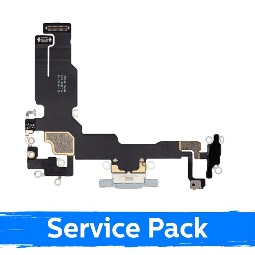 Разъём зарядки совместимый с Apple iPhone 15 с шлейфом / розовый / (Service Pack)