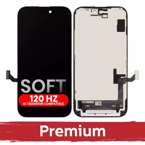 LCD дисплей совместимый с iPhone 15 чёрный (SOFT OLED / Stable 120Hz / Premium) *Self-Diagnosable*