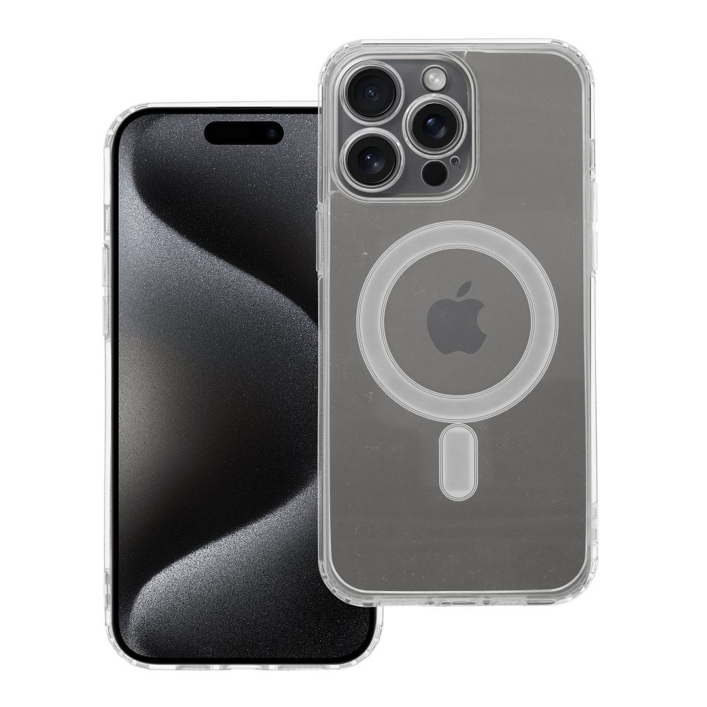 Чехол для iPhone 15 PRO MAX Clear Mag Cover (STR / CAMERA PROTECTION) совместимый с MagSafe прозрачный