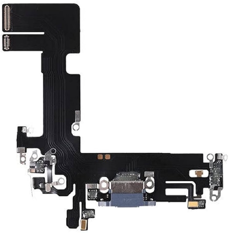 Шлейф для iPhone 13 — разъём зарядки с микрофоном синий оригинальный (б/у Grade A)