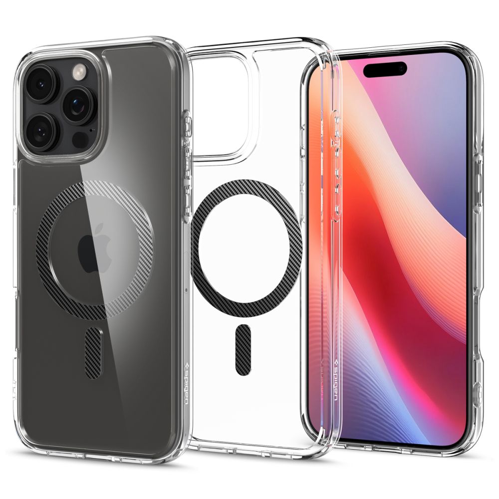 Spigen Ultra Hybrid Magnetinis dėklas su MagSafe Carbon Fiber iPhone 16 Pro Max - tamsiai pilka