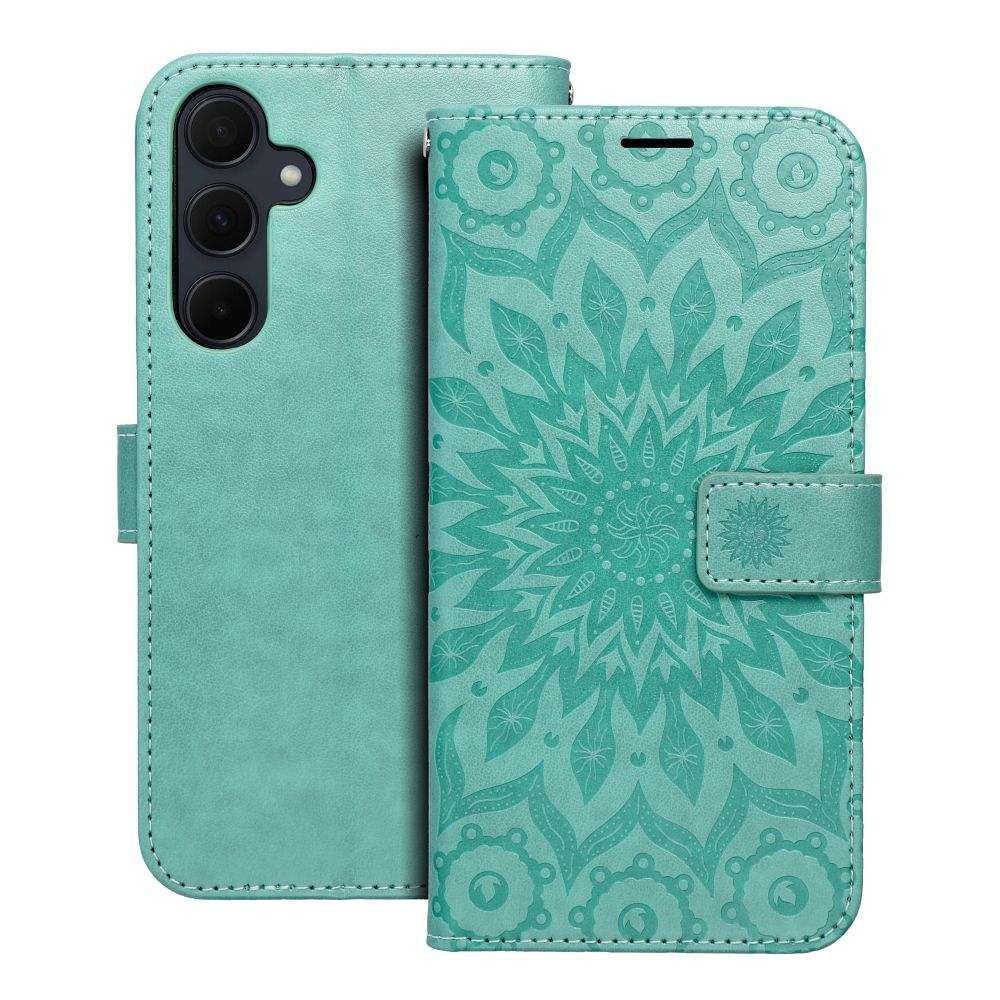 MEZZO knygos tipo dėklas telefonui SAMSUNG A35 5G su mandala, žalias