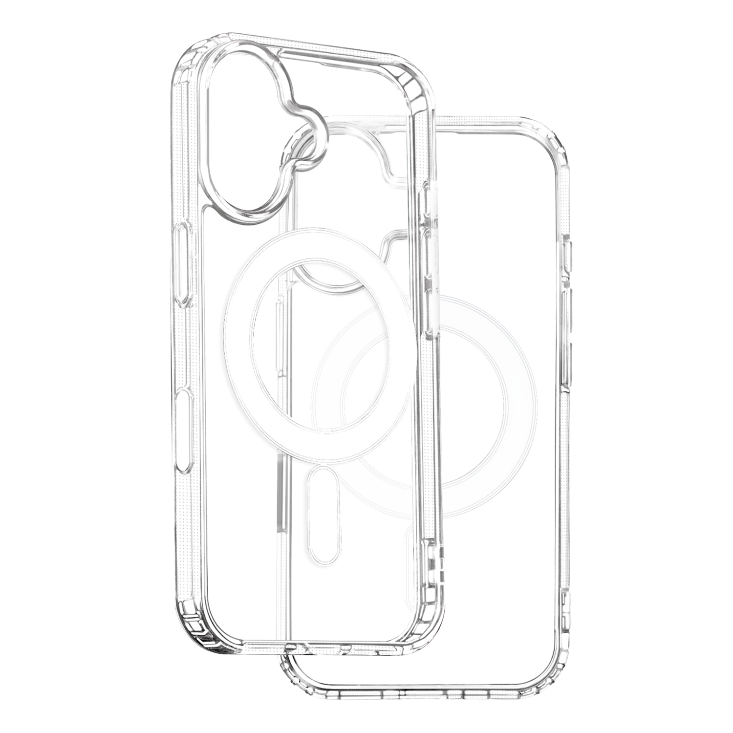 Anti Shock 1,5 mm Mag dėklas for iPhone 16 6,1" skaidrus big hole + button