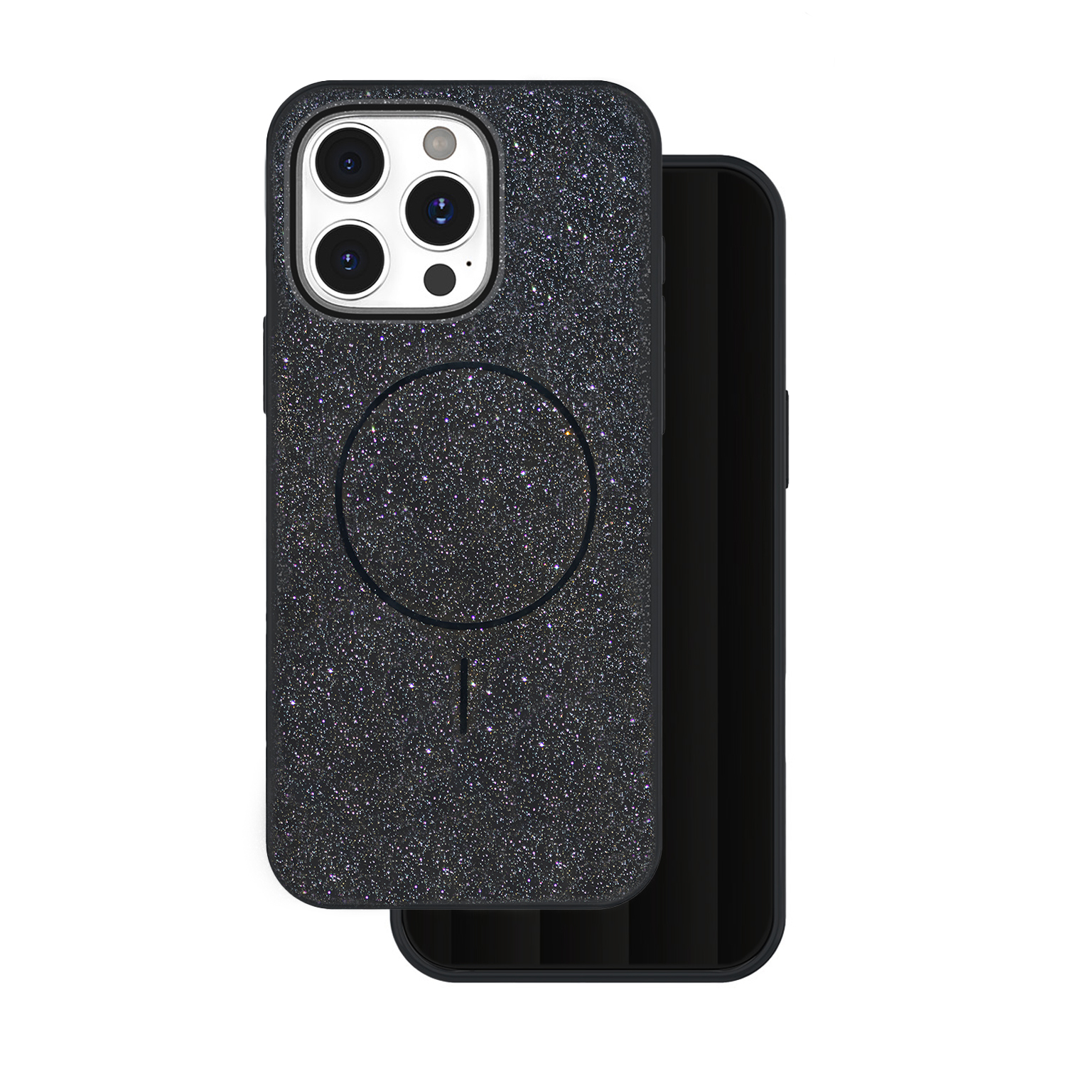 Glitter Thin Mag dėklas for iPhone 17 Pro 6,3" juodas