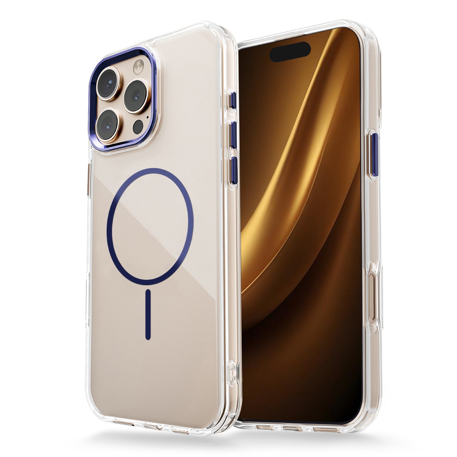 Skaidrus itin plonas magnetinis dėklas telefonui iPhone 12 / 12 Pro 6,1'' mėlynas