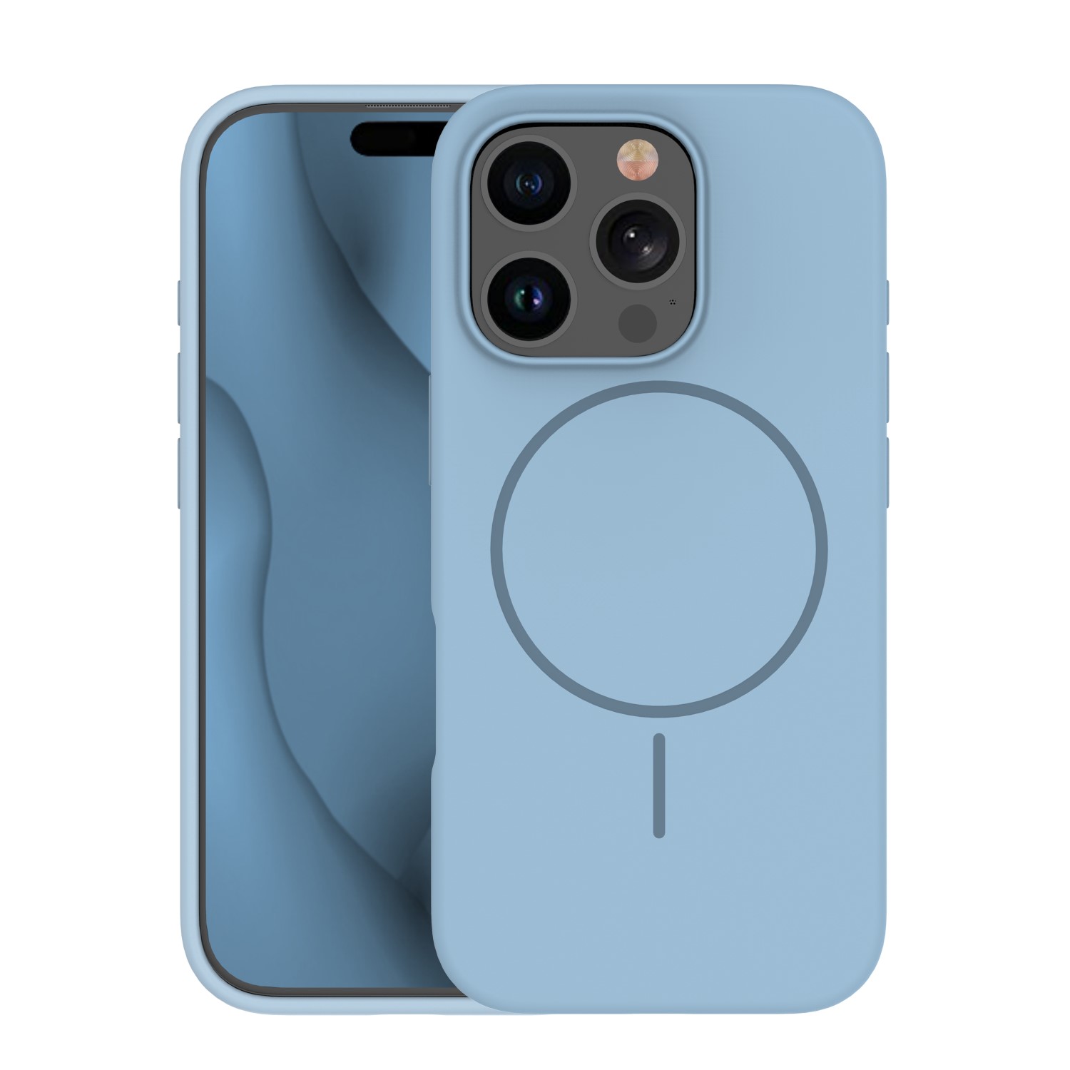 Силиконовый тонкий Mag Чехол для iPhone 16 Pro Max 6,9" светло-синий