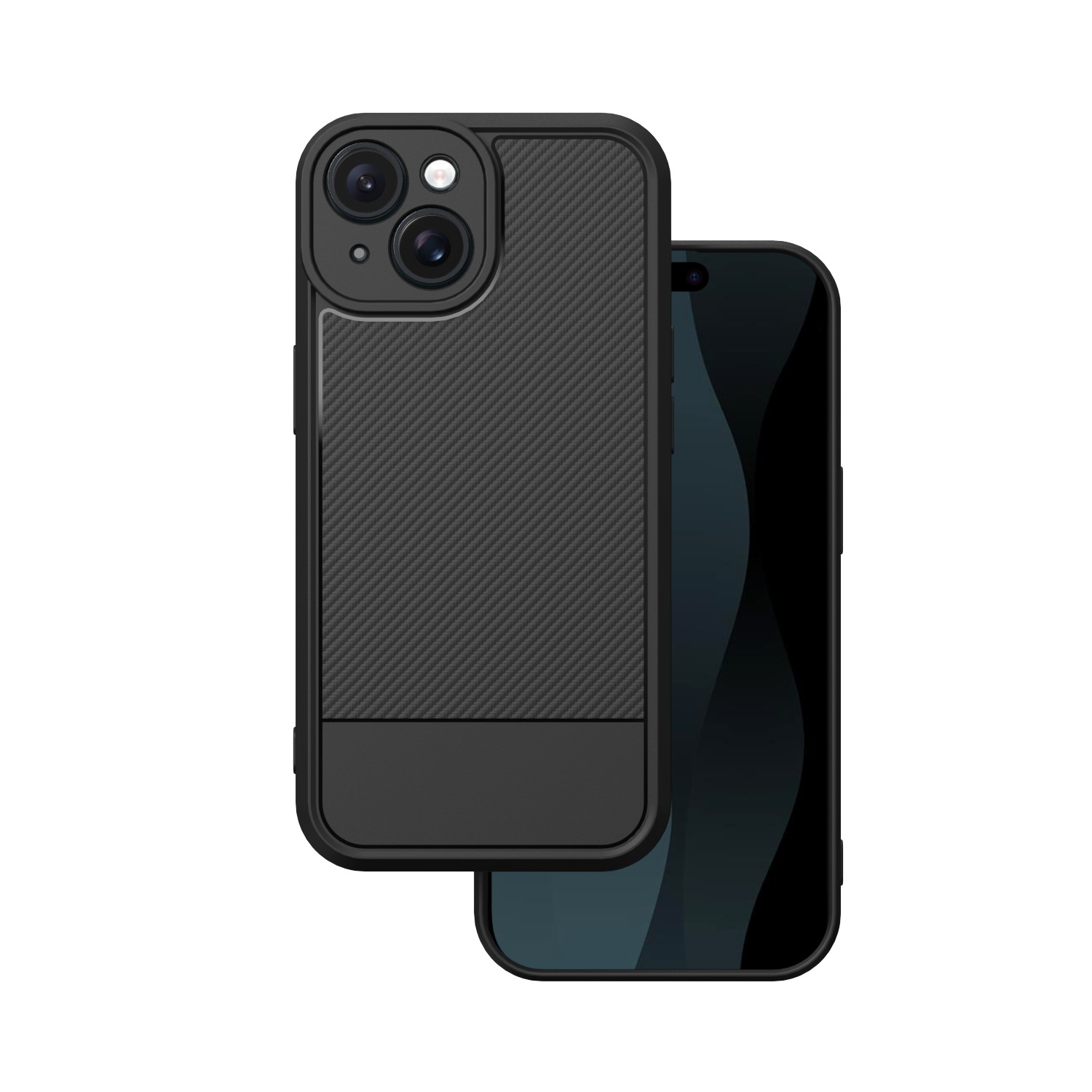 Paprastas anglies dėklas iPhone 15 6,1" juodas