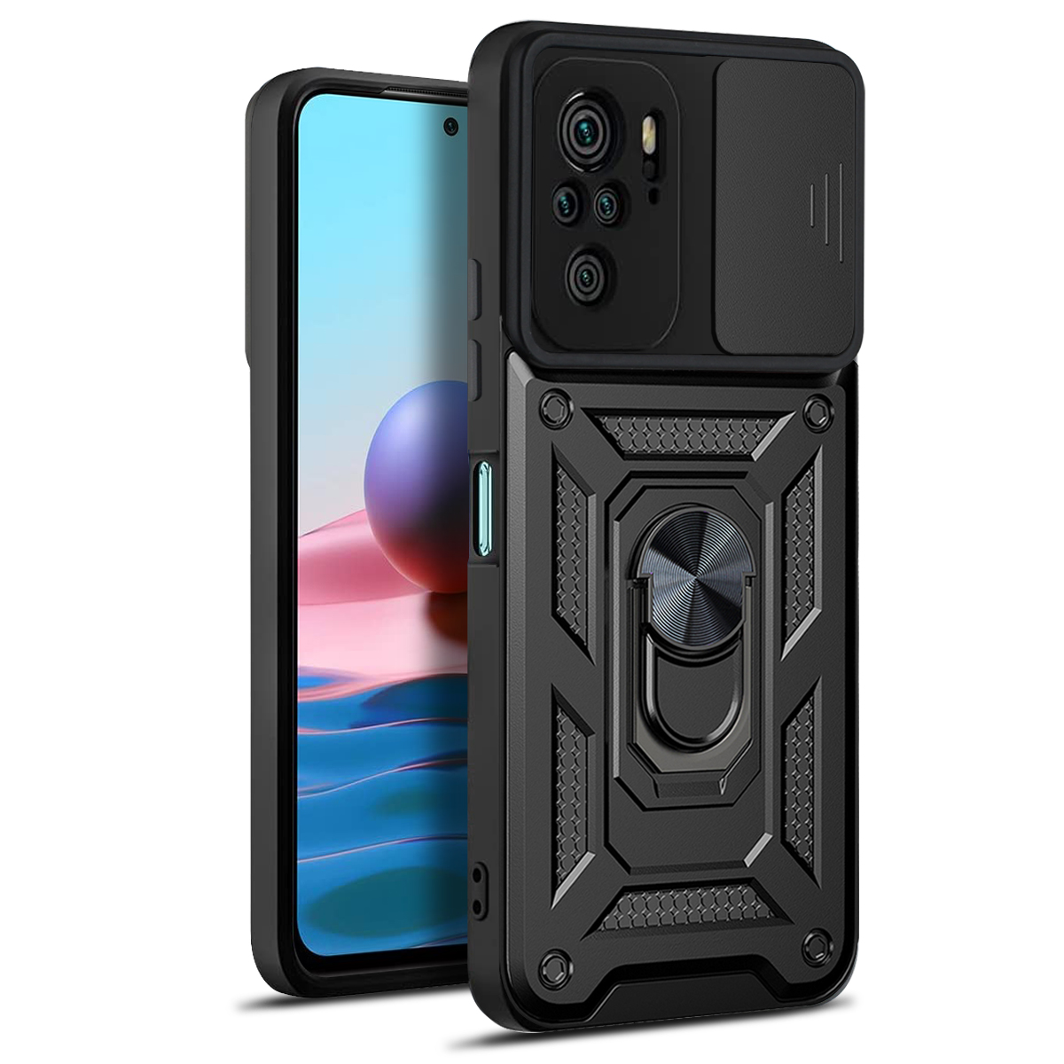 "Defender Slide" dėklas "Xiaomi Redmi Note 10 4G / 10S", juodos spalvos