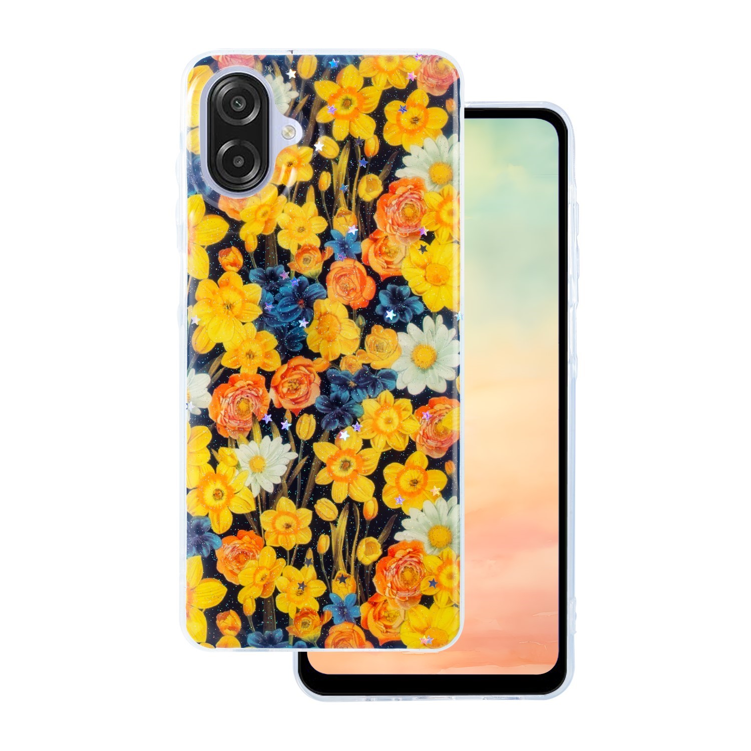 Glow Glam dėklas telefonui Samsung Galaxy A07 4G oranžinis