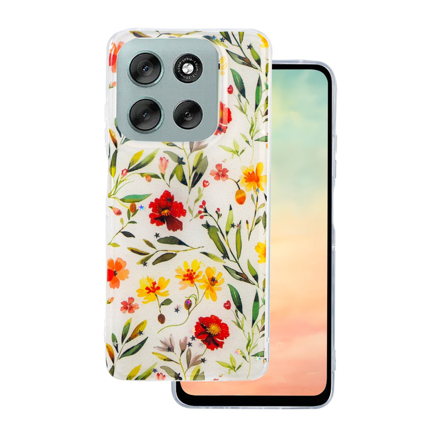 Glow Glam dėklas telefonui Motorola Moto G86 baltas