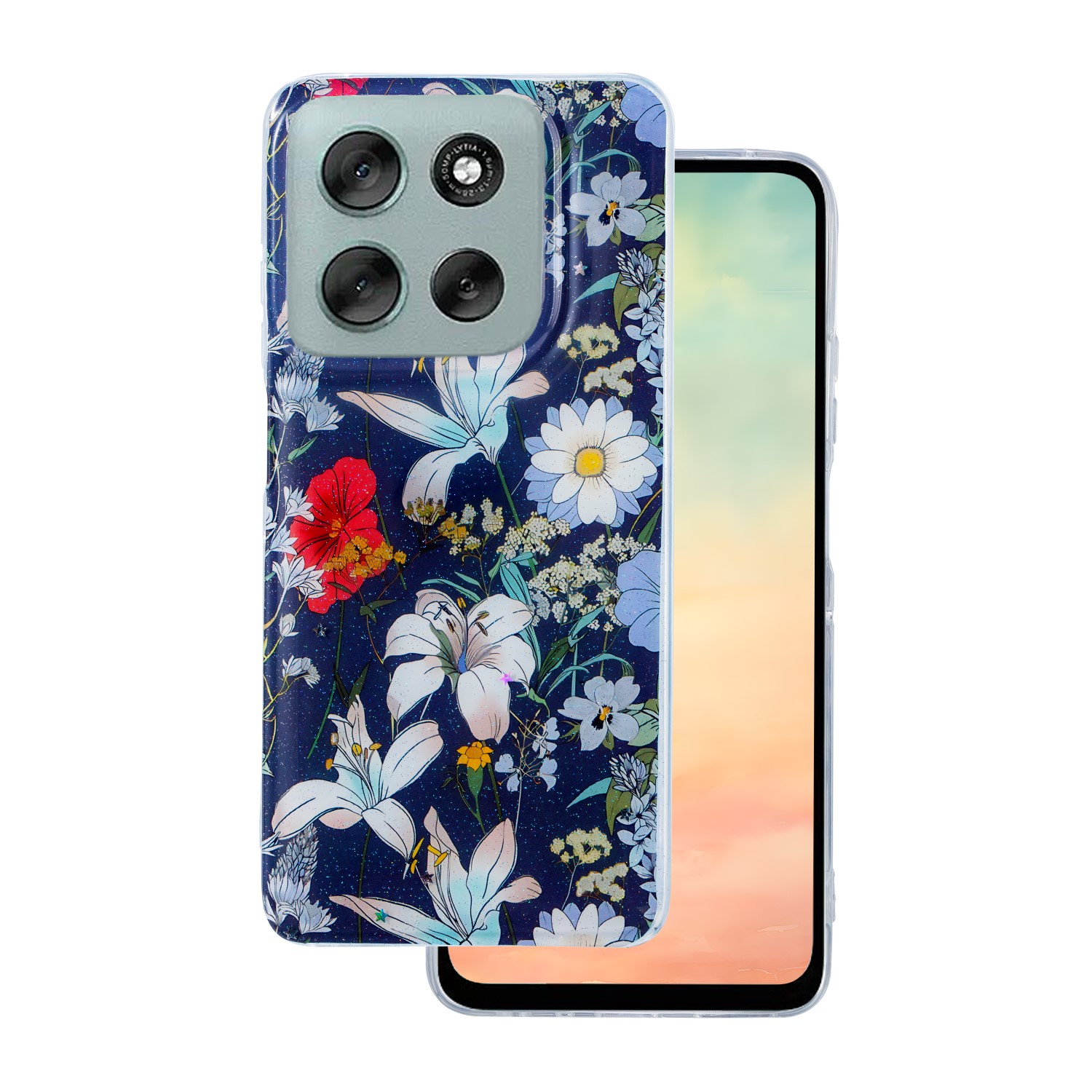 Glow Glam dėklas telefonui Motorola Moto G86 mėlynas