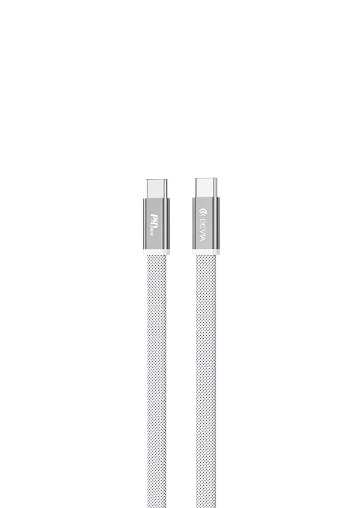 Devia Ultra3 USB-C PD 240W Metal Woven Flat кабель быстрой зарядки 1,5 m белый