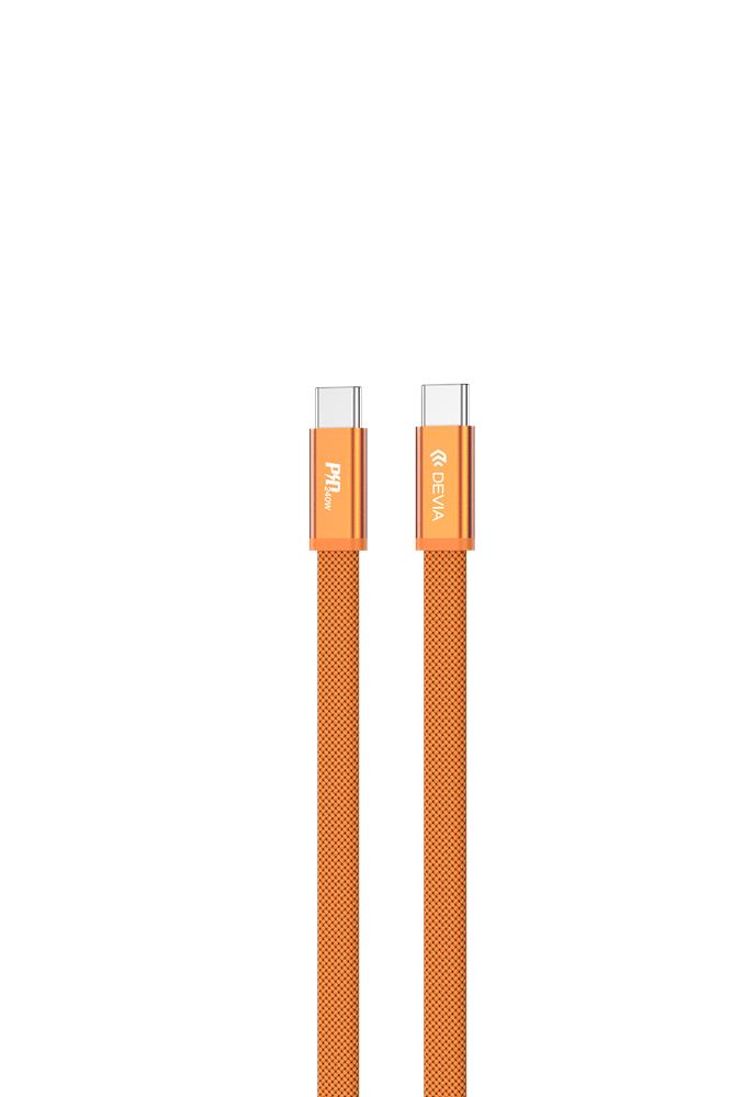 Devia Ultra3 USB-C PD 240W Metal Woven Flat кабель быстрой зарядки 1,5 m оранжевый