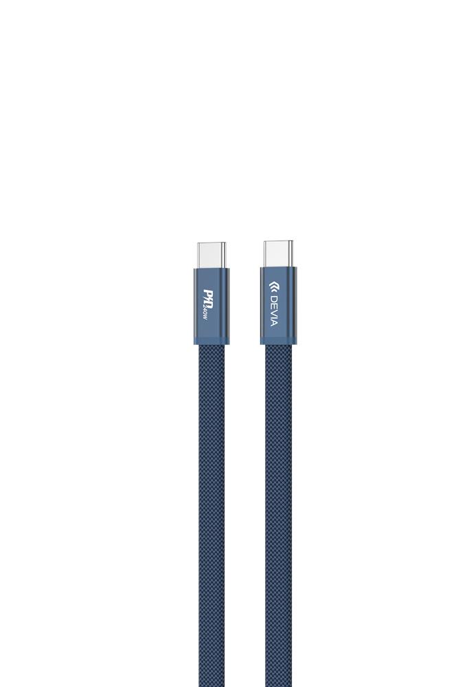 Devia Ultra3 USB-C PD 240W Metal Woven Flat кабель быстрой зарядки 1,5 m синий