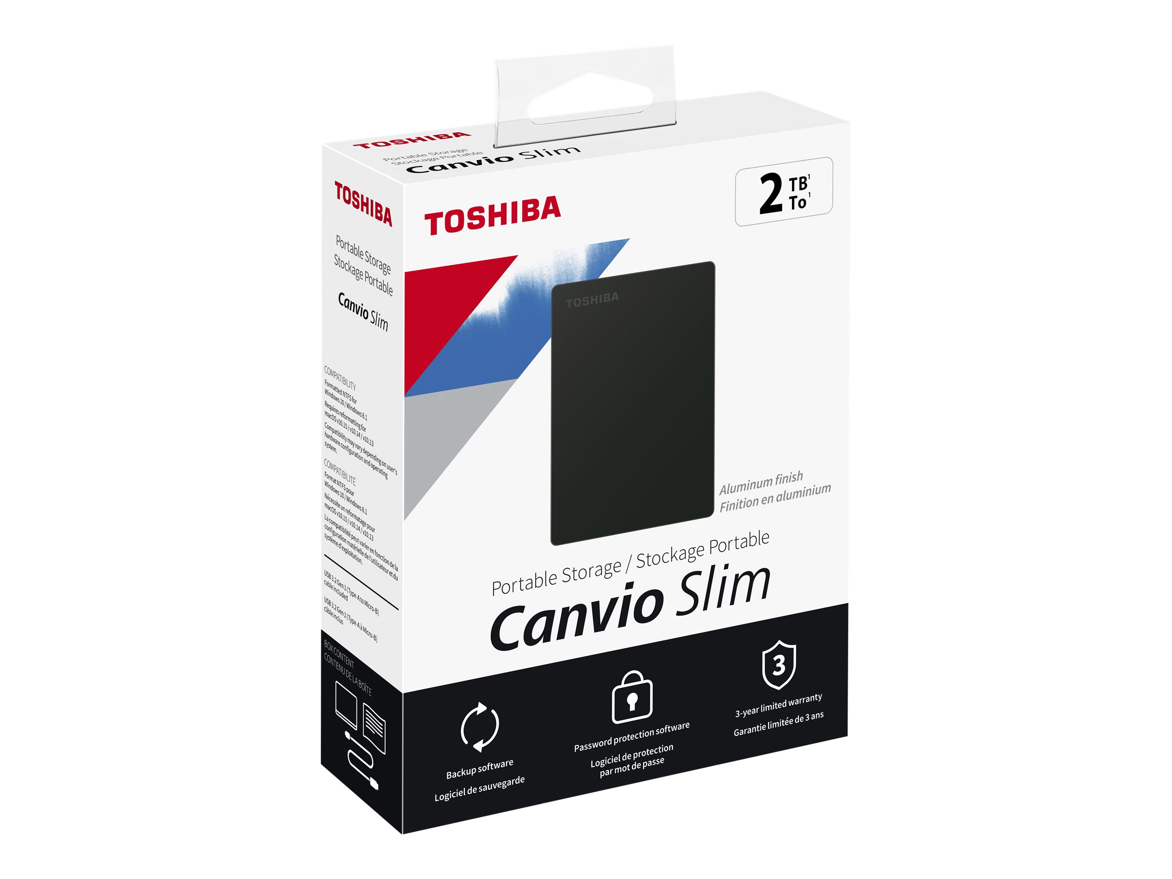 TOSHIBA Canvio Slim 2TB USB 3.2 juodas