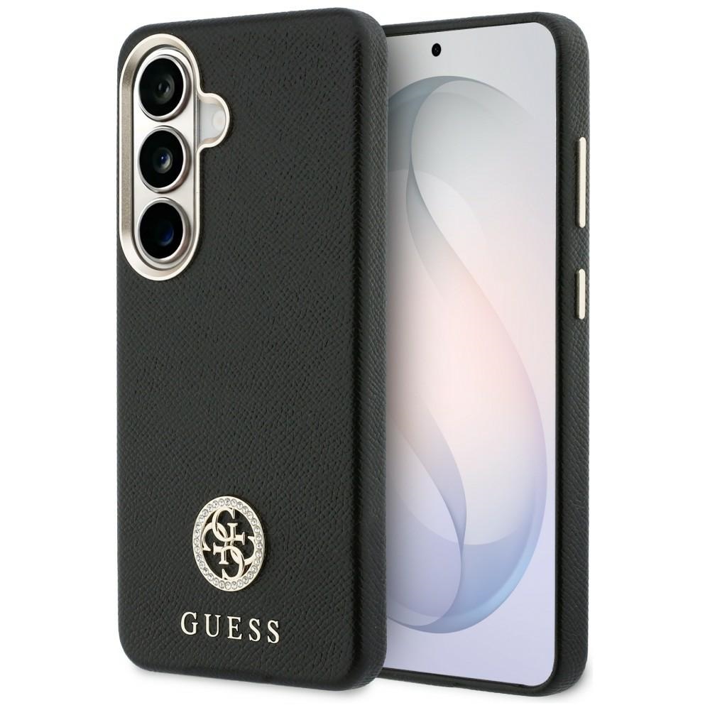Guess dėklas Rhinestone Round Logo MagSafe skirtas Samsung Galaxy S26 juodas