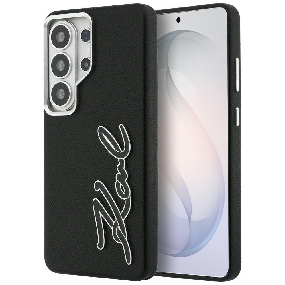 Karl Lagerfeld Grained Signature Metal Resin Logo Чехол для Samsung Galaxy S26 Ultra - чёрный
