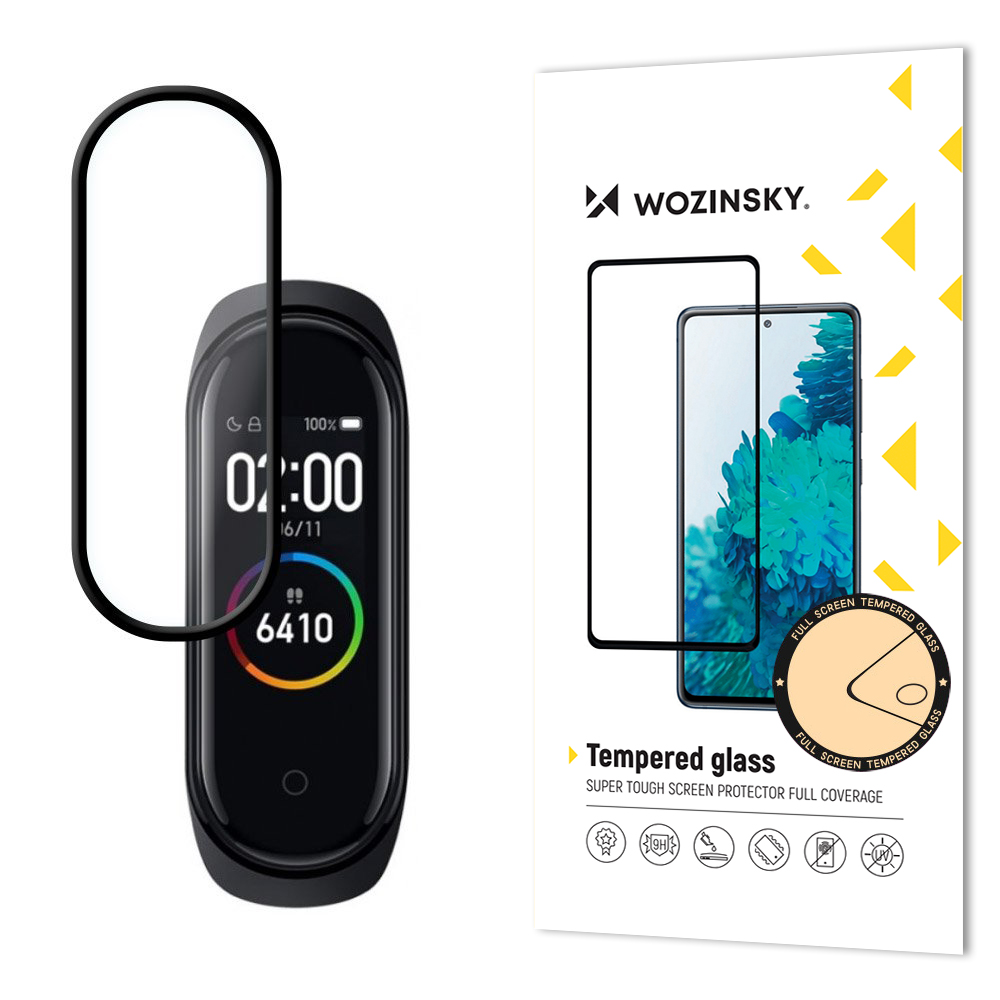 LCD apsauginis stikliukas "Wozinsky 5D Full Glue" Xiaomi Mi Band 4/Mi Band 3 juodas