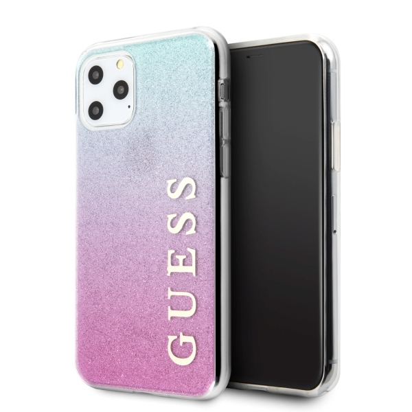 Guess GUHCN65PCUGLPBL iPhone 11 Pro Max розово-синий/розово-синий жёсткий чехол Glitter Gradient