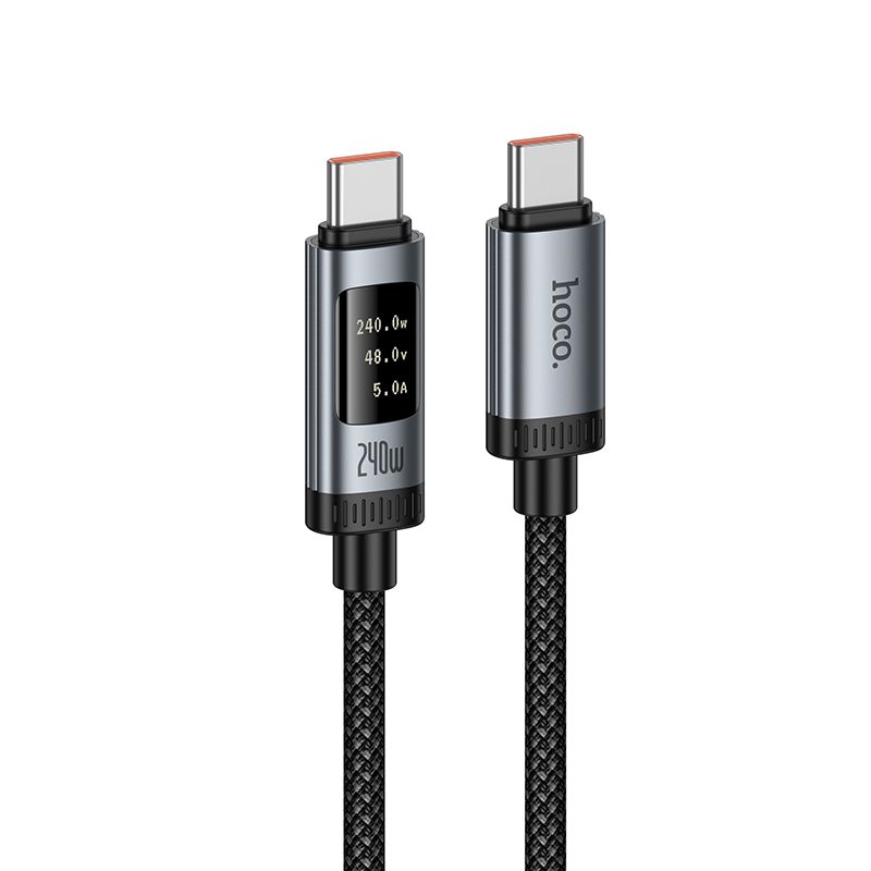 Кабель для передачи данных с цифровым дисплеем USB C to USB C Hoco PD 6A 240W 1,2 m U148 черный