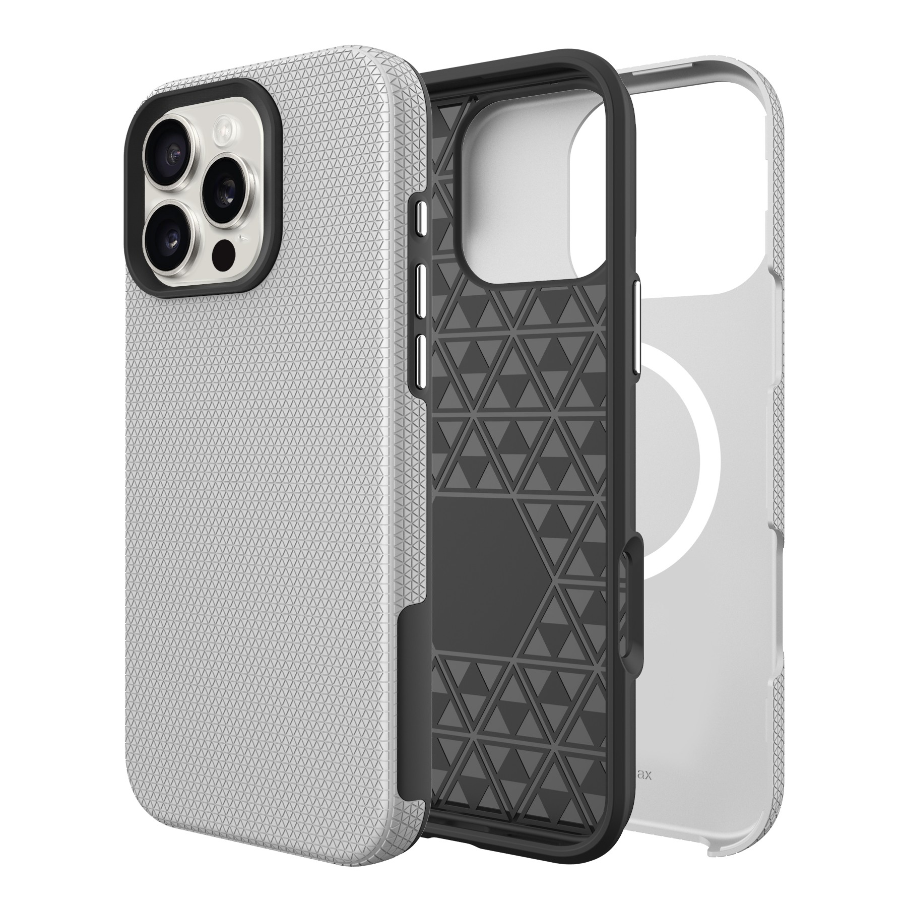 Dėklas Perfectionists Triangle Mag Case Apple iPhone 15 Pro sidabrinis