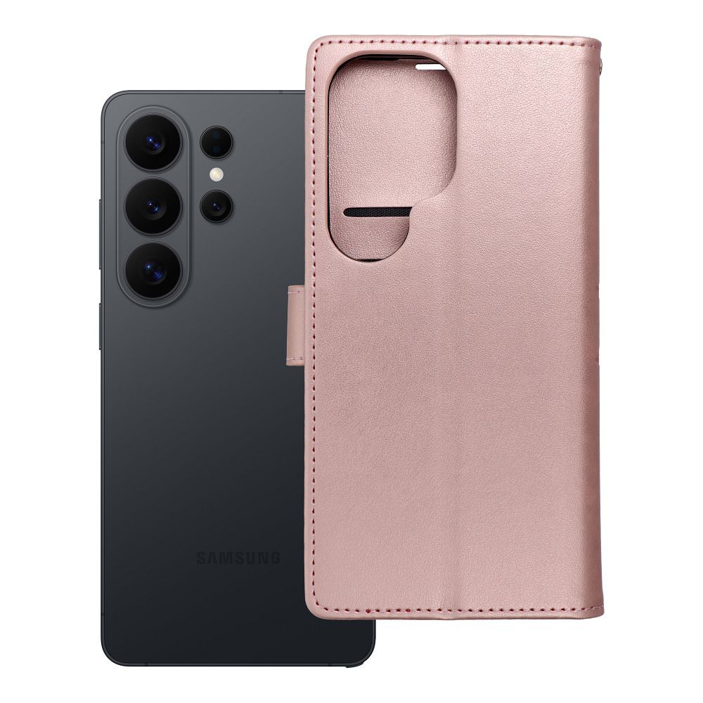 Чехол-книжка MEZZO для Samsung S26 Ultra мандала розовое золото