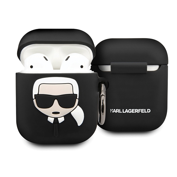 Karl Lagerfeld Silikoninis Ikonik dėklas AirPods 1/2 - juodas