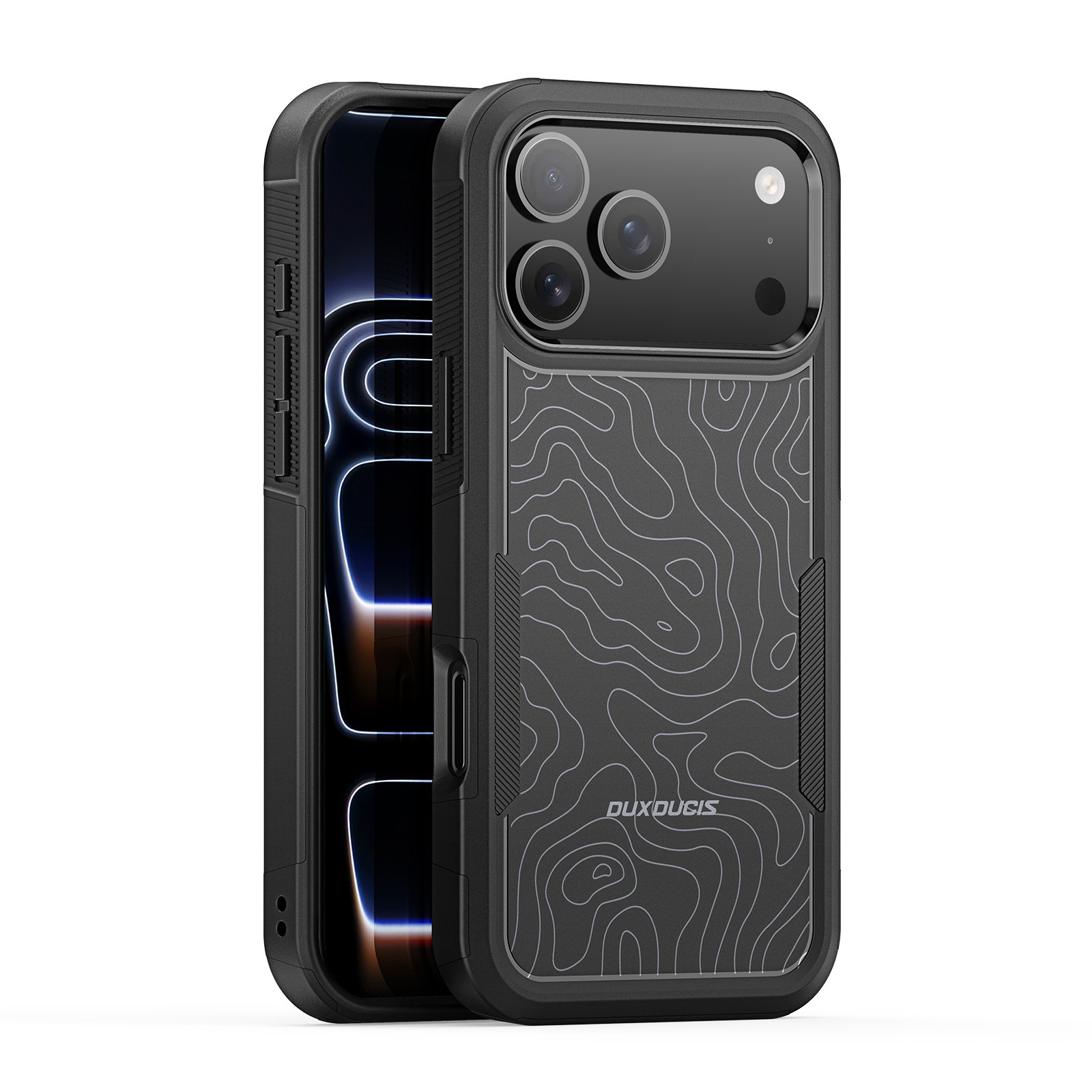 Dėklas Dux Ducis Shld Apple iPhone 17 Pro Max juodas (Contour Pattern)