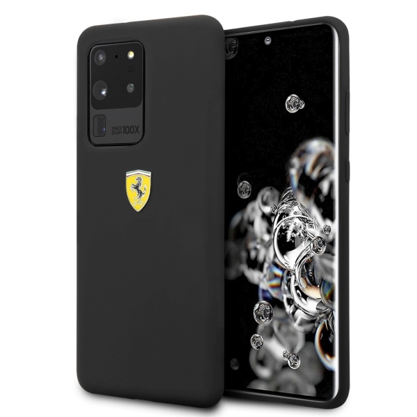Ferrari kietasis dėklas FESSIHCS69BK S20 Ultra G988 juodas/juodas silikonas
