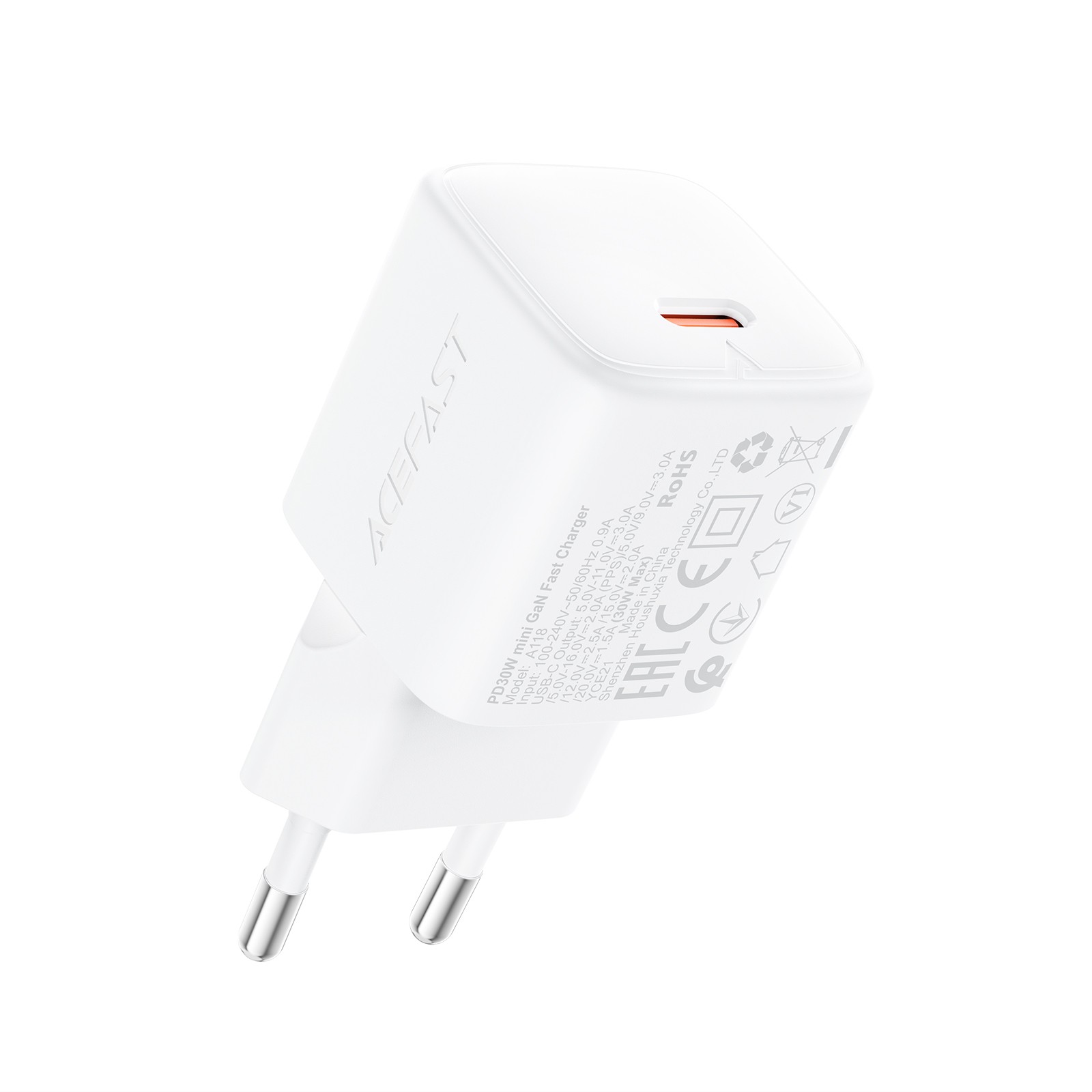 Įkroviklis Acefast A118 30W GaN USB-C baltas