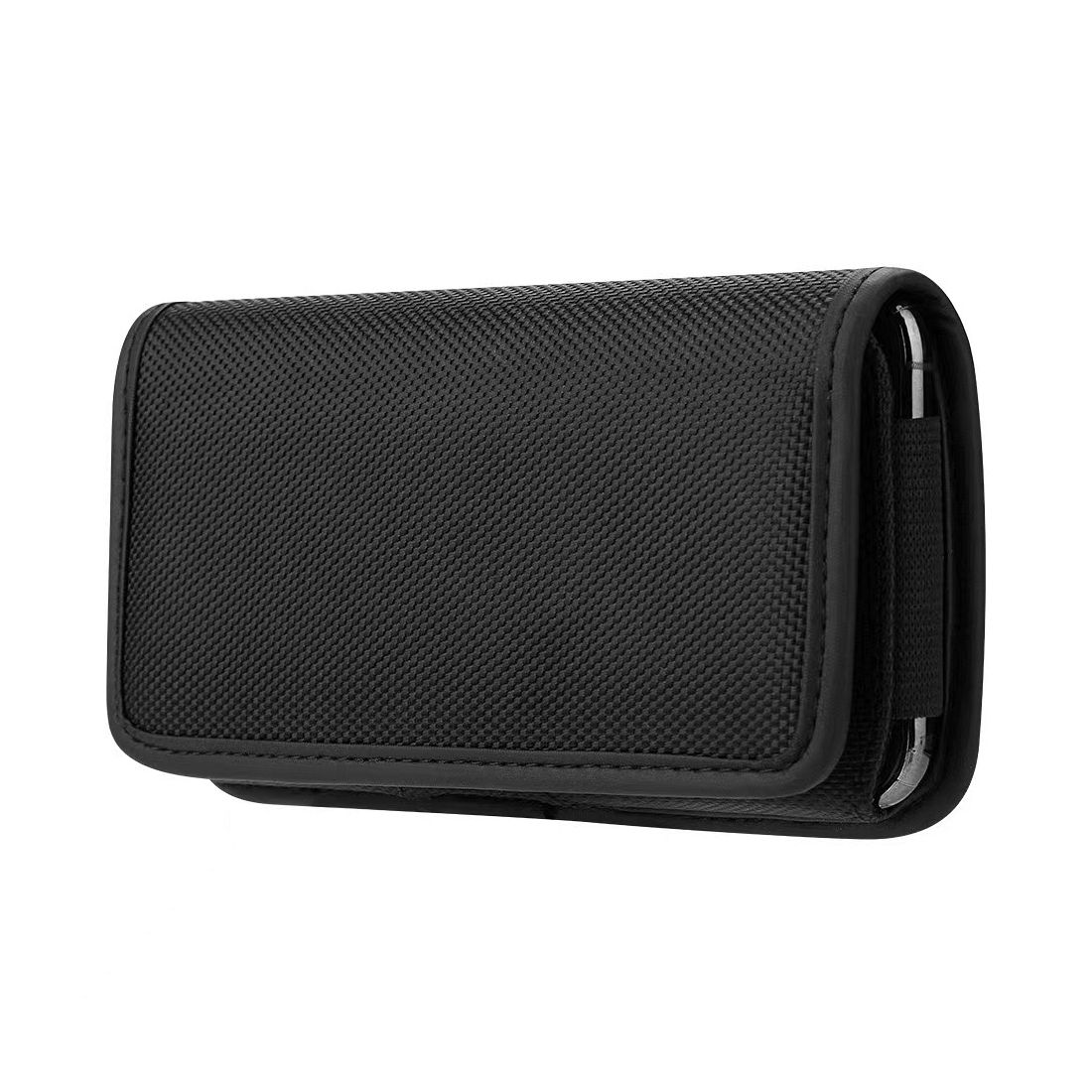 Horizontal Belt Phone Pouch for iPhone 5 / 5s / SE / 5c, Oppo A71, Oxford Model 1, Black