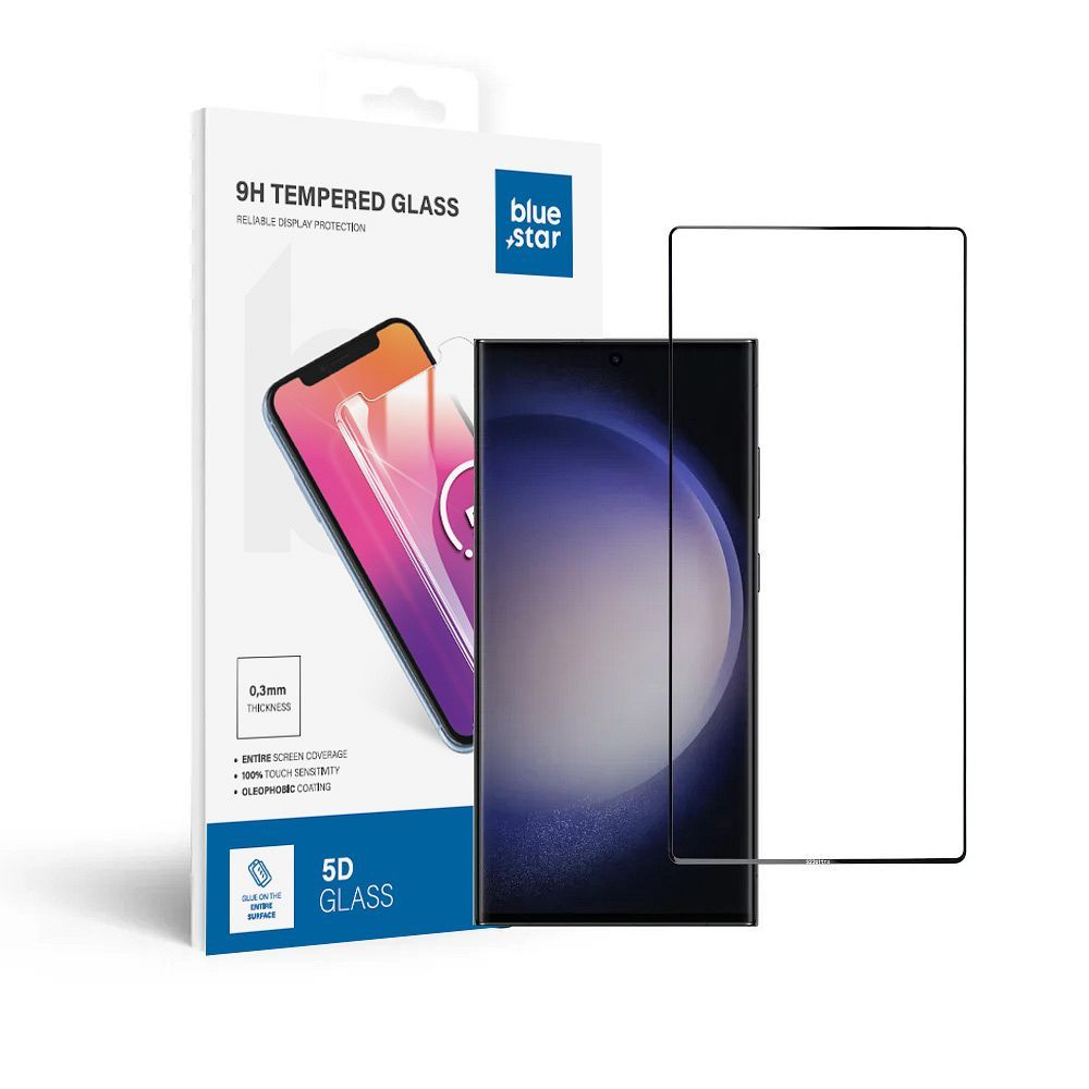 Tempered glass to Samsung Galaxy S23 ULTRA (full glue / case friendly) Blue Star 5D black