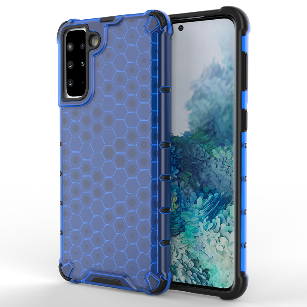 Honeycomb dėklas telefonui šarvuotas dėklas su TPU buferiu Samsung Galaxy S21+ 5G mėlynas