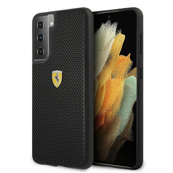 Dėklas telefonui Ferrari FESPEHCS21MBK S21+ G996 juodas/juodas kietasis dėklas On Track perforuotas