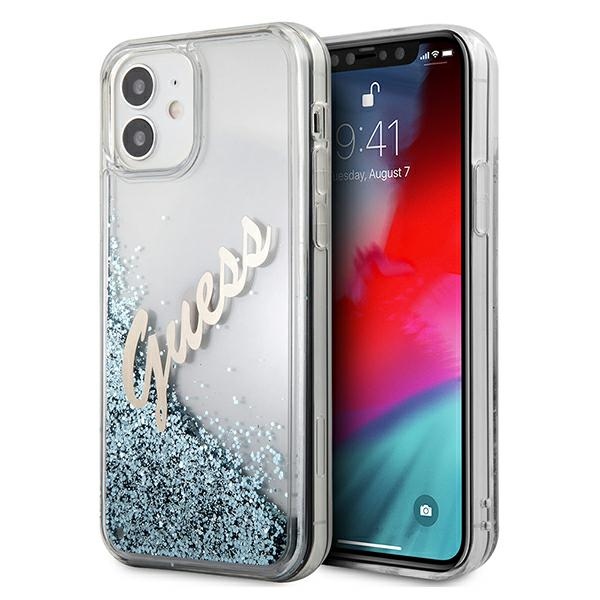 Guess GUHCP12SGLVSBL iPhone 12 mini 5.4" синий/синий жёсткий чехол Glitter Vintage Script