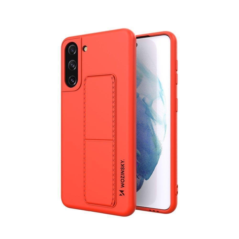 Wozinsky Kickstand Case silikoninis dėklas su stovu Samsung Galaxy S21+ 5G raudonas