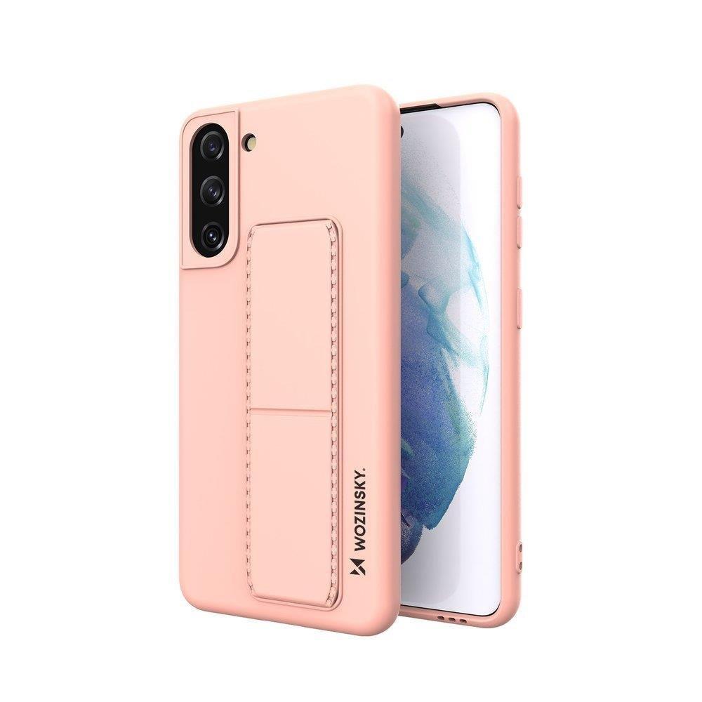 Wozinsky Kickstand Case silikoninis dėklas su stovu Samsung Galaxy S21+ 5G rožinis