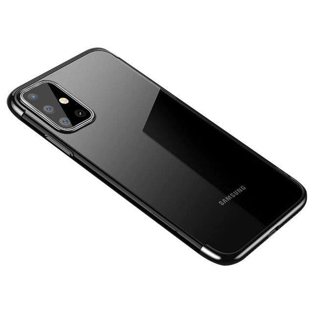 Clear Color Case гелевый TPU чехол с гальванизированной рамкой для Samsung Galaxy A72 4G чёрный