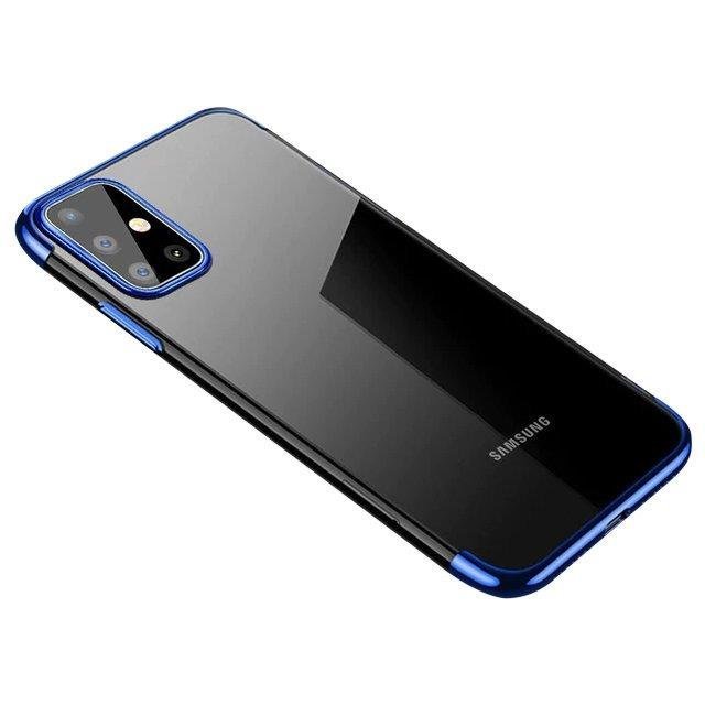 Clear Color Case гелевый TPU чехол с гальванизированной рамкой для Samsung Galaxy A72 4G синий