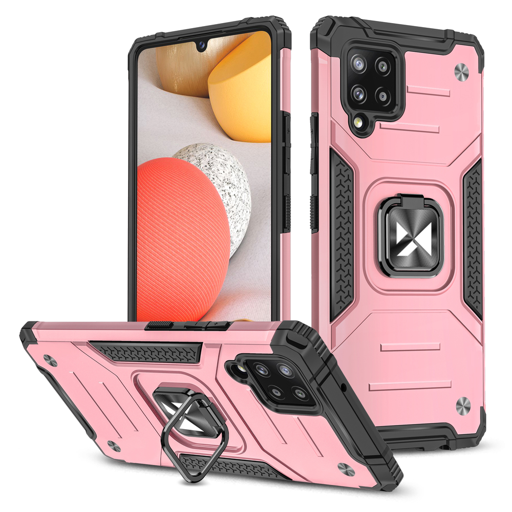 Wozinsky Ring Armor dėklas su stovu tvirtas apsauginis dangtelis Samsung Galaxy A42 5G rožinis