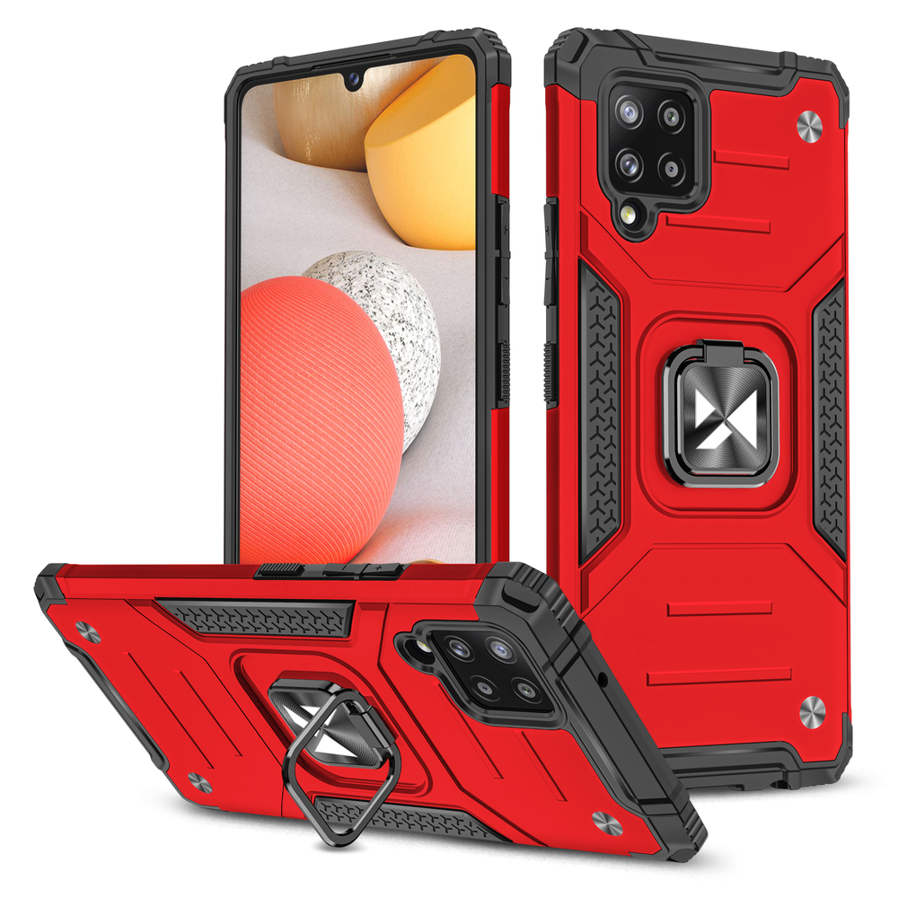 Wozinsky Ring Armor dėklas su stovu tvirtas apsauginis dangtelis Samsung Galaxy A42 5G raudonas