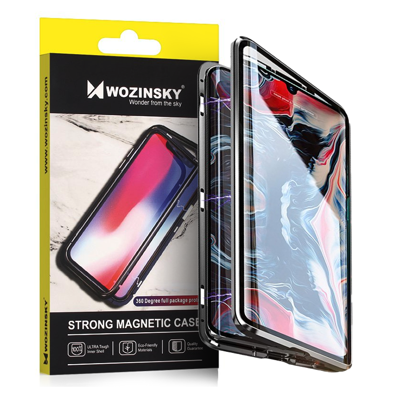 Wozinsky Full Magnetic Case полнокорпусный чехол с передней и задней крышкой со встроенным стеклом для Samsung Galaxy A72 4G чёрно-прозрачный
