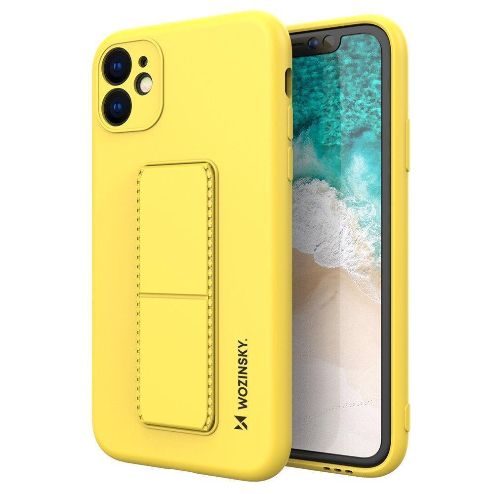 Wozinsky Kickstand Case silikoninis dėklas su stovu, skirtas Samsung Galaxy A22 4G, geltonas