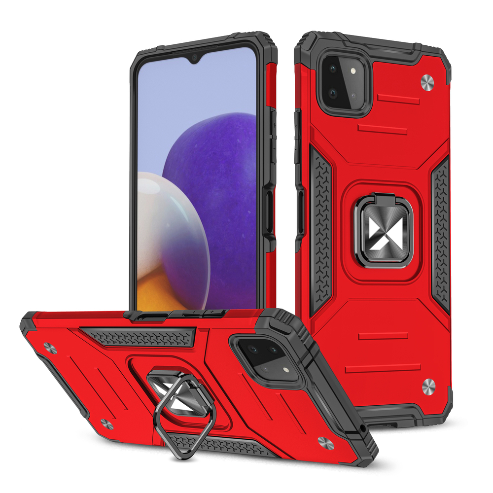 Wozinsky Žiedinis apsauginis dėklas su stovu tvirtas raudonas Samsung Galaxy A22 4G