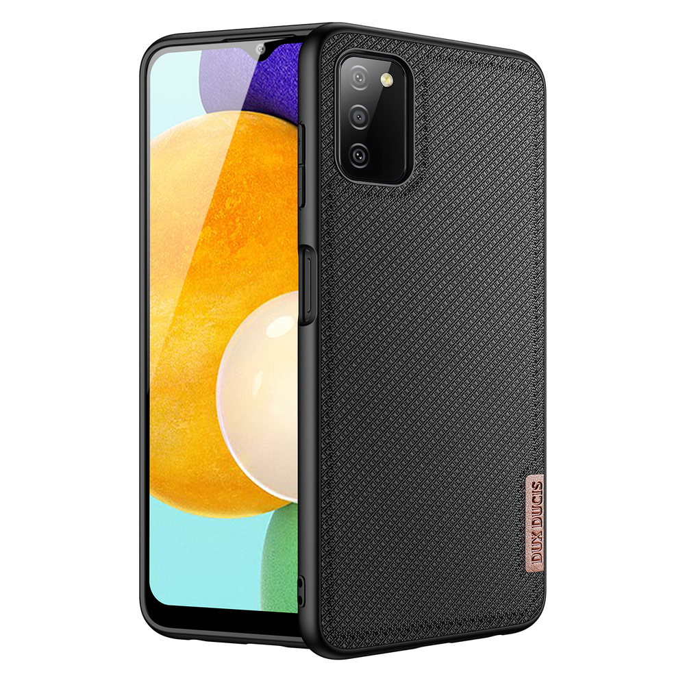 Dux Ducis Fino dėklas telefonui padengtas nailono medžiaga Samsung Galaxy A03s juodas