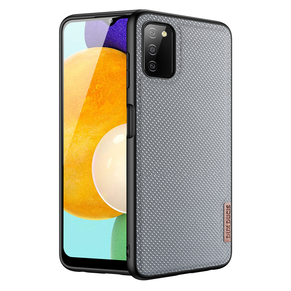 Dux Ducis Fino dėklas telefonui padengtas nailono medžiaga Samsung Galaxy A03s pilkas