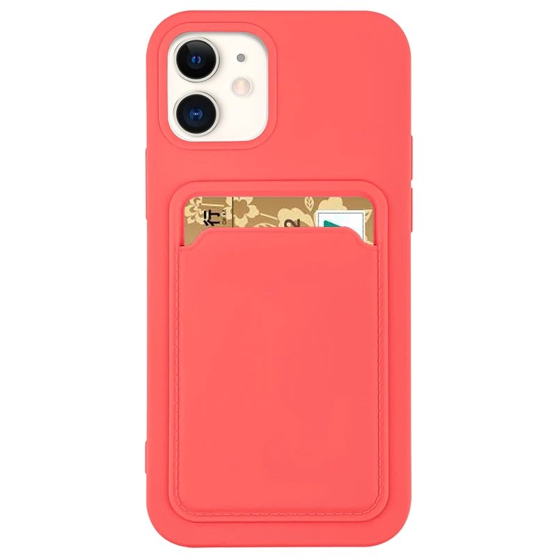 Card Чехол силиконовый кошелёк со слотом для карт и документов для iPhone 12 Pro Max оранжевый
