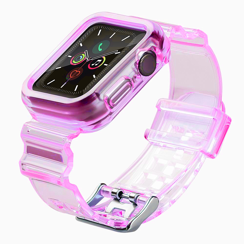 Silikoninė apyrankė dirželis dėklas dirželis šviesos rinkinys Apple Watch 42mm - raudonas