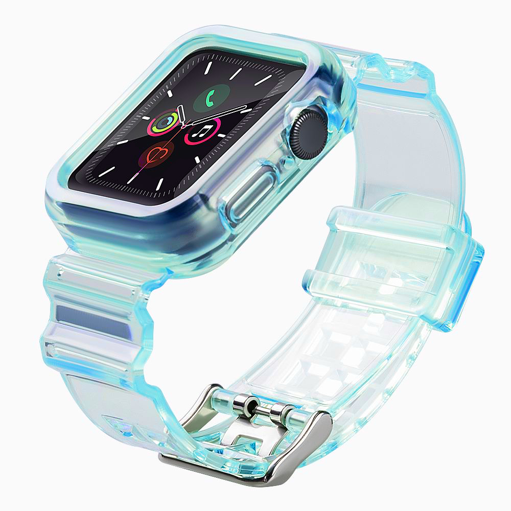 Silikoninė apyrankė dirželis dėklas dirželis šviesos rinkinys Apple Watch 38mm - mėlynas